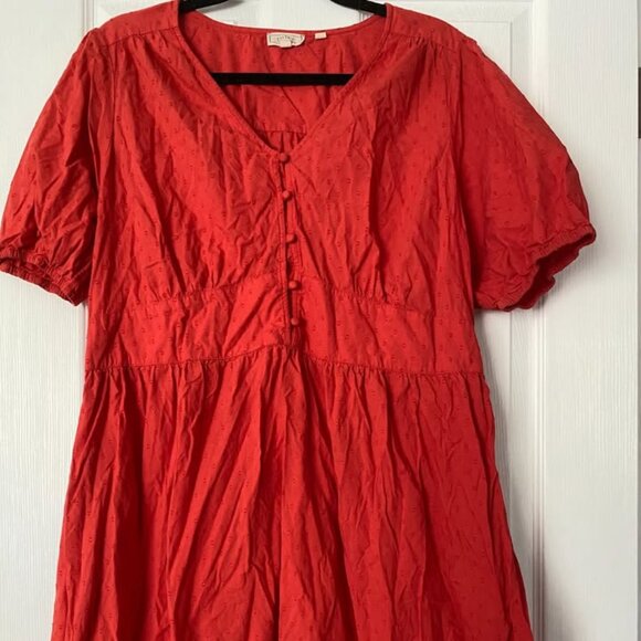 FatFace Red Clip Dot Midi Dress- Size 14 - Picture 1 of 1